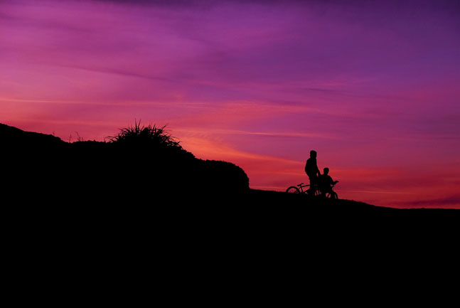 Bicycles in Desert at sunset
