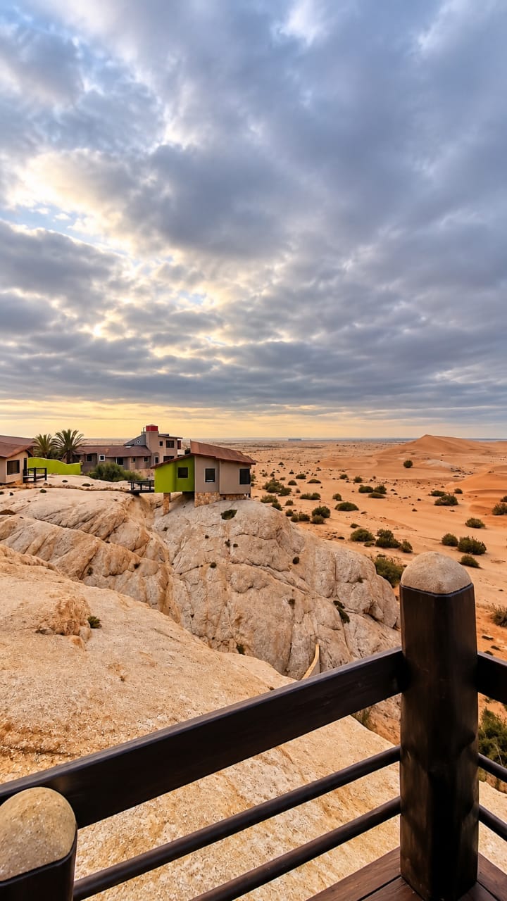 Namib dunes seen from the Desert Breeze breakfast deck