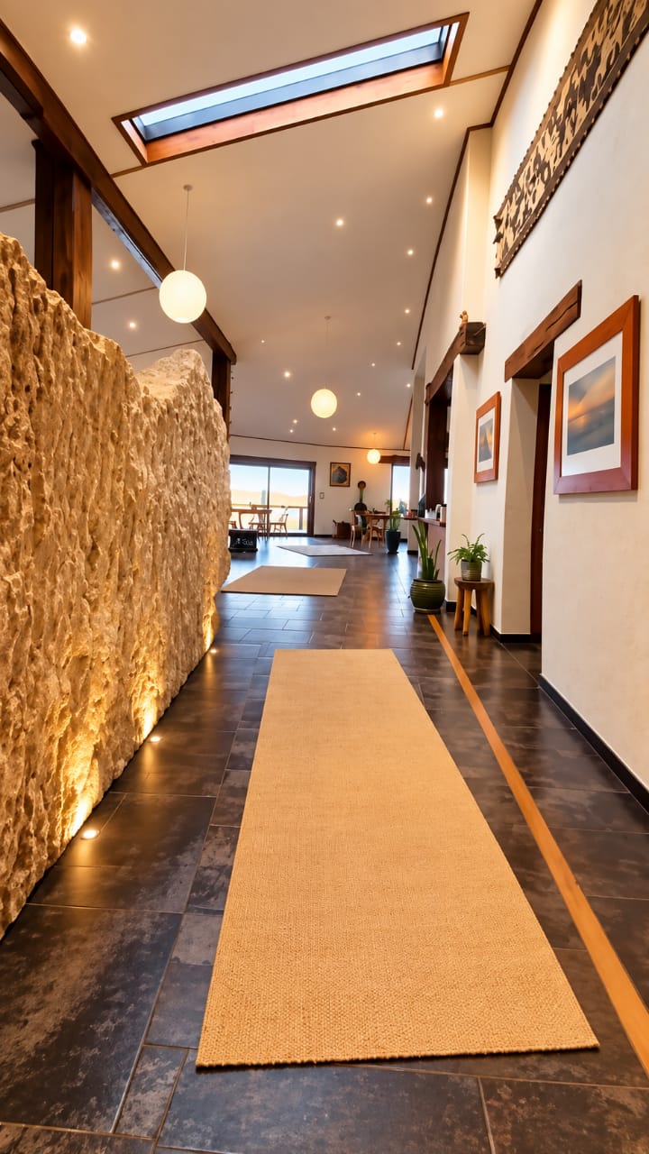 Sunlit passage through the Desert Breeze breakfast room